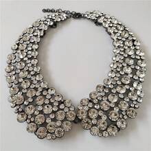 Collar grande de estilo bohemio con lazo, cristal y strass, collar retro de moda para mujer - transparente - Ver 10