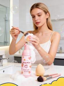 OEIEZ Peach Scented Makeup Sponge Cleansing Mousse, Deep Cleansing Makeup Sponge Cleanser, Gentle Brush Shampoo Suitable For Makeup Sponges And Puffs, Removes Waterproof Makeup, Cruelty-Free - Pink - View 11