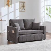 Multifunctional Fabric Sofa, Convertible Sofa Bed, Small Two-Function Living Room Sofa, Removable And Washable Cover, With Storage Bag, Port And Cup Holder. - 灰色 - 查看 2