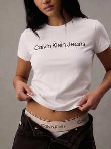 CALVIN KLEIN JEANS Women's Classic Fit Quick-Dry Skin-Friendly Vacation School Casual White J20J220253-YAF - Bright White - View 1