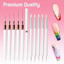 5 Stück Nagelkunst Liner Pinsel & 5 Stück Nagelkunst Punktierstifte, Liner Pinsel für Nagel Gel, dünner Liner Nagelpinsel Set, Nagelkunst Streifen Pinsel, Malkunst Design Stift für lange Linien, Nagelkunst Doppelendige Punktierwerkzeuge Set - Weiss - Übersicht 1