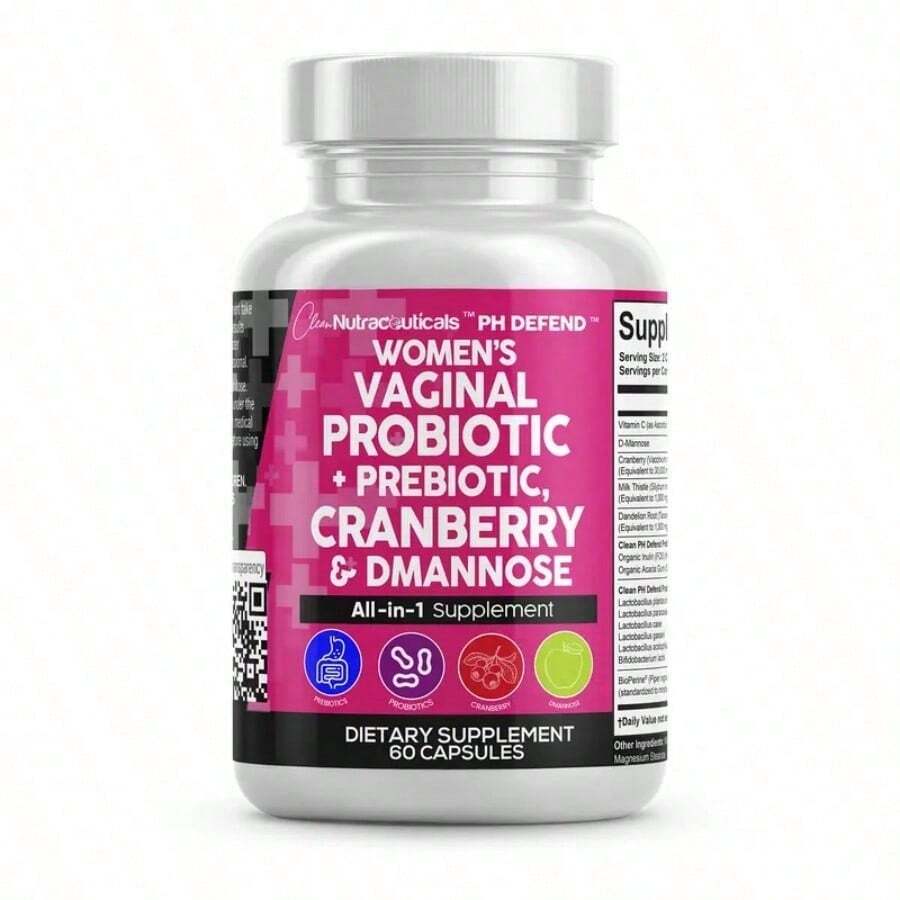 [Free Shipping]Clean Nutraceuticals Vaginal Probiotics For Women With Cranberry, D-Mannose, Prebiotics, PH Balance Support, Feminine Health, Urinary Tract Cleanse – Capsule Alternative To Gummies – 60 Count - 預設 - 查看 1