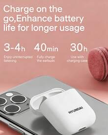HYUNDAI I12 True Wireless Bluetooth Earbuds, TWS Stereo, Matte Texture Touch Control, Long Battery Life In-Ear Headphones - View 7