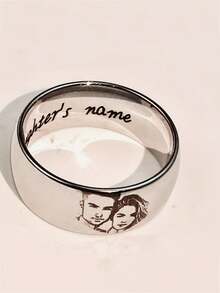 1pc Customized Fashion Personalized Stainless Steel Ring - Customizable Engraving, Durable, Suitable For Birthday, Anniversary, Wedding, Mother's Day, Father's Day, Easter, Family Ring, Customized Engraved Ring, Gift For Mom, Personalized Gift, Thanksgiving, Halloween, Christmas Gift - Multicolor - View 20