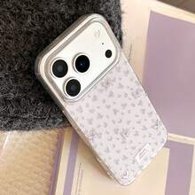 GUCADI 1pc Lavender Floral 17 Pro Max Phone Case, Soft Texture, Delicate Aesthetic, Compatible With Iphone 16/17 Series - White Glazed Vine Flower Butterfly - View 3