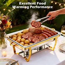 Chafing Dishes For Buffet Set Of 4/2, 9QT Buffet Servers And Warmers,316 Stainless Steel Round Catering Food Warmers Stainless Steel Chafing Dish Buffet Set With Glass Lid & Lid Holder For Parties Events,Festive Feast Ready! Warm Chafing Dish Buffet Set - Perfect Christmas Gift & Limited Offer! - 玻璃蓋-2 - 查看 4
