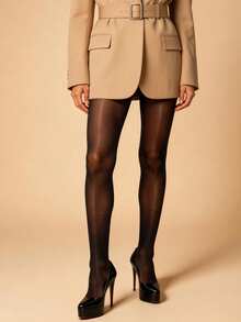 1条黑色马牌油丝连裤袜，闪亮性感紧身，防勾丝，简约设计，适合日常穿着，春夏皆宜，舒适保暖。 - 黑色 - 查看 10