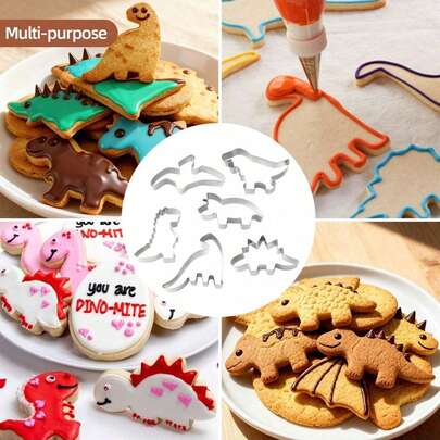 Bộ 4 khuôn cắt bánh quy hình khủng long, khuôn bánh quy bằng thép không gỉ, thích hợp làm quà tặng cho trẻ em, hình dạng nướng bánh thú vị, dụng cụ cắt trái cây, dụng cụ nhà bếp tự làm, trang trí bánh, lý tưởng cho tiệc sinh nhật chủ đề khủng long của trẻ em, phụ kiện nhà bếp, dụng cụ nhà bếp nhỏ, có thể dùng để làm nhiều món ăn cho các bữa tiệc, họp mặt, lễ hội, trang trí nhà cửa, trang trí nhà bếp, trang trí tiệc.