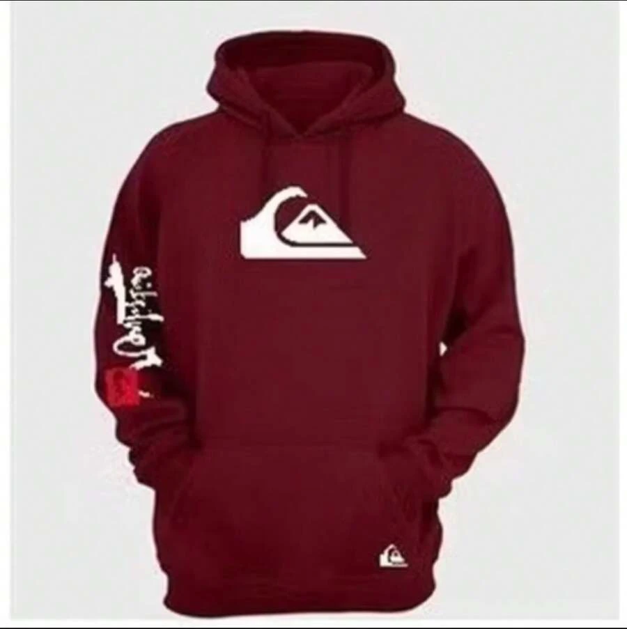 Men's Kangaroo Hoodie With Arm Print - Maroon - View 1