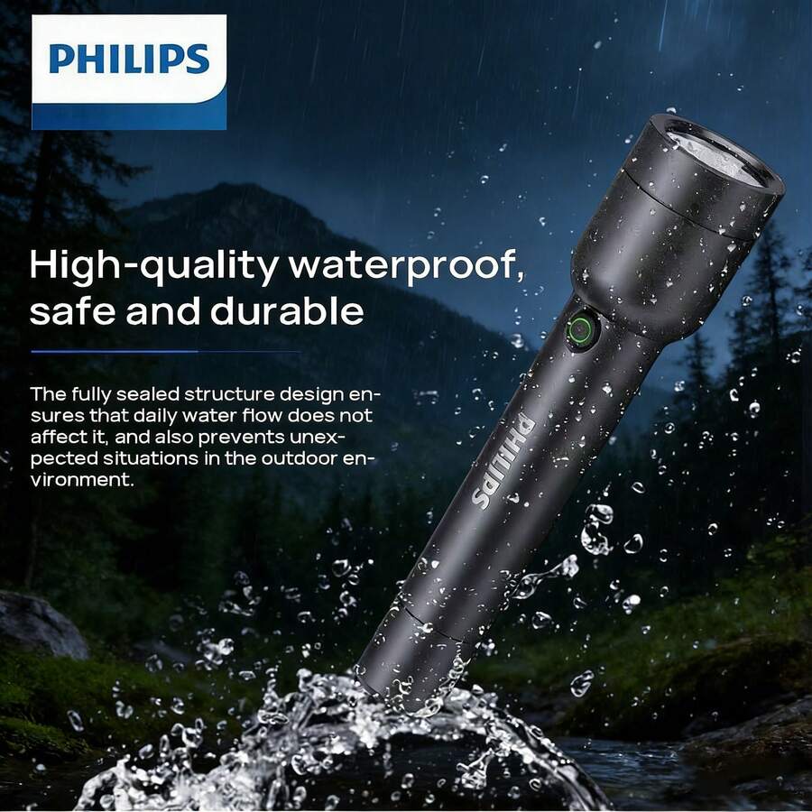 PHILIPS SFL1236 強光手電筒 950流明高亮度 380公尺遠射 130小時續航力 鋁合金機身 戶外露營家用應急 - 黑色 - 查看 1