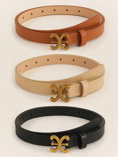 1/2/3 chiếc thắt lưng da thời trang tối giản dành cho nữ, đa năng, phù hợp mặc hàng ngày, với váy, quần jeans, dùng để trang trí eo.