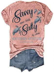 Women'S Casual Short Sleeve T-Shirt - "Salty Like Me" Sea Turtle Graphic Print, Vibrant Red Relaxed Fit Round Neck Top, Medium Stretch Machine Washable All-Season Beach Vacation & Casual Attire, Summer Clothing, Notch Detail Shirt, Comfortable FabricLoose Fit Benito Bowl,Big Game, Football Fast Delivery Women'S Casual And Stylish Short-Sleeved Printed Shirt/T-Shirt, Breathable, Suitable For Outdoor Sports, Everyday Wear, Birthday Gifts, Christmas Gifts, Halloween Gifts, Or As A Commemorative Shirt For Friends Or Loved Ones. Also Suitable As A Pullover - trắng - Xem 11