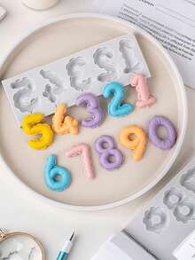 1SET Gray Silicone Number Molds (0-9) 3D Embossed Fondant Candy Chocolate Mold, Birthday Cake Decoration Baking Handmade Craft, For Cake Decoration - View 4
