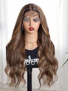 26Inch Body Wave Long Wigs With Baby Hair Japan Synthetic Fiber Heat-Resistant Wig Elastic Mesh Cap Suitable For All People Daily Gatherings,13X5X1 T-Part Lace Front Wig With Baby Hair Suitable For Women's Daily Parties High-Quality Women's - Multicolor - View 2