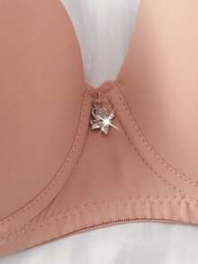 1pc Women's Comfortable Casual Wireless Soft Cup Solid Color Bra - Apricot - View 6