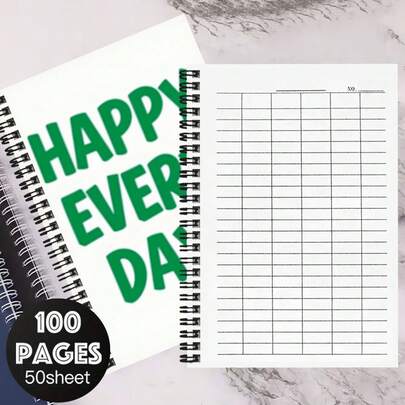 1 cuốn sổ tay A5 đa năng bìa "Happy Every Day" độc đáo, phù hợp cho công việc, học tập, điểm danh, kế toán tài chính công ty, quản lý kho và ghi chép cuộc họp kinh doanh, 100 trang (50 tờ), giúp bạn lập kế hoạch và ghi chép hiệu quả!