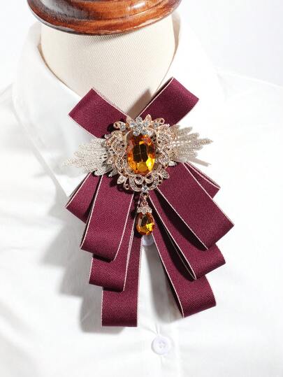 1 chiếc dây chuyền mặt đá giả ngọc trai và đính đá sang trọng, thanh lịch dành cho nữ, thiết kế nơ điều chỉnh được, phù hợp cho các dịp thường ngày, biểu diễn sân khấu, tiệc tùng, lễ hội và du lịch.