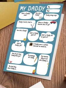 1pc, Fill-In-The-Blank "My Daddy" Questionnaire Card. Includes Envelope, Premium Matte Paper. Playful Hand-Drawn Design (Candles, Car, ). Perfect For Father's Day/Birthday-The Ideal Interactive Keepsake Card For Dads (12cm/4.7in X 17cm/6.7in) - Brown Envelope - View 4