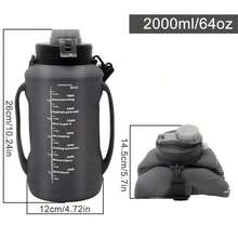 64oz Foldable Sports Water Kettle With Silicone Straw, Roll-Up Design, Drop & High-Temp Resistant For Outdoor Camping & Hiking - Black - View 3