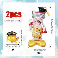 2pcs Standing Pencil Balloon Set, Includes Standing Pencil Balloons, Suitable For Graduation Decoration, Graduation Party, Celebration, School Events And Campus Decoration, Indoor Decor, 2026 Graduation Party, Graduation Season Photo Props Balloons - Multicolor - View 3