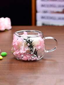 1件客製化雙層玻璃花卉杯附手柄，咖啡杯、茶杯、乾燥花杯，耐熱高硼矽玻璃，大花朵設計，適合情侶、朋友、家人的生日與節日禮物，廚房用品，個性化禮品 - 多色 - 查看 18