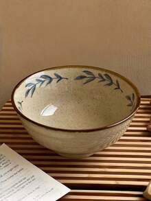 1 Set New Chinese Style Blue Painted Tableware, Highly Attractive Vintage Floral Asymmetrical Tableware, Freesia Series Plates, Breakfast Dessert Bowls, Vegetable Salad Mixed Rice Plates, Large Capacity Noodle Bowls, Suitable For Home, Restaurant, Cafe, Dessert Shop, Gift, Gathering, Party - Blue - View 5