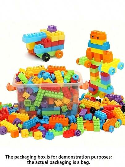 100 pièces Blocs de construction emboîtables, jouets d'empilage pour enfants et jeux éducatifs, jouets Montessori STEM pour l'apprentissage et le plaisir, blocs de construction éducatifs, convenant aux garçons et filles tout-petits pour anniversaire, Noël/Nouvel An, cadeaux, faveurs de fête