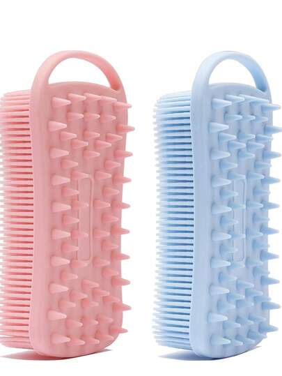 Solid Color Silicone Bath Brush, Suitable For Skin Cleansing In Bathroom