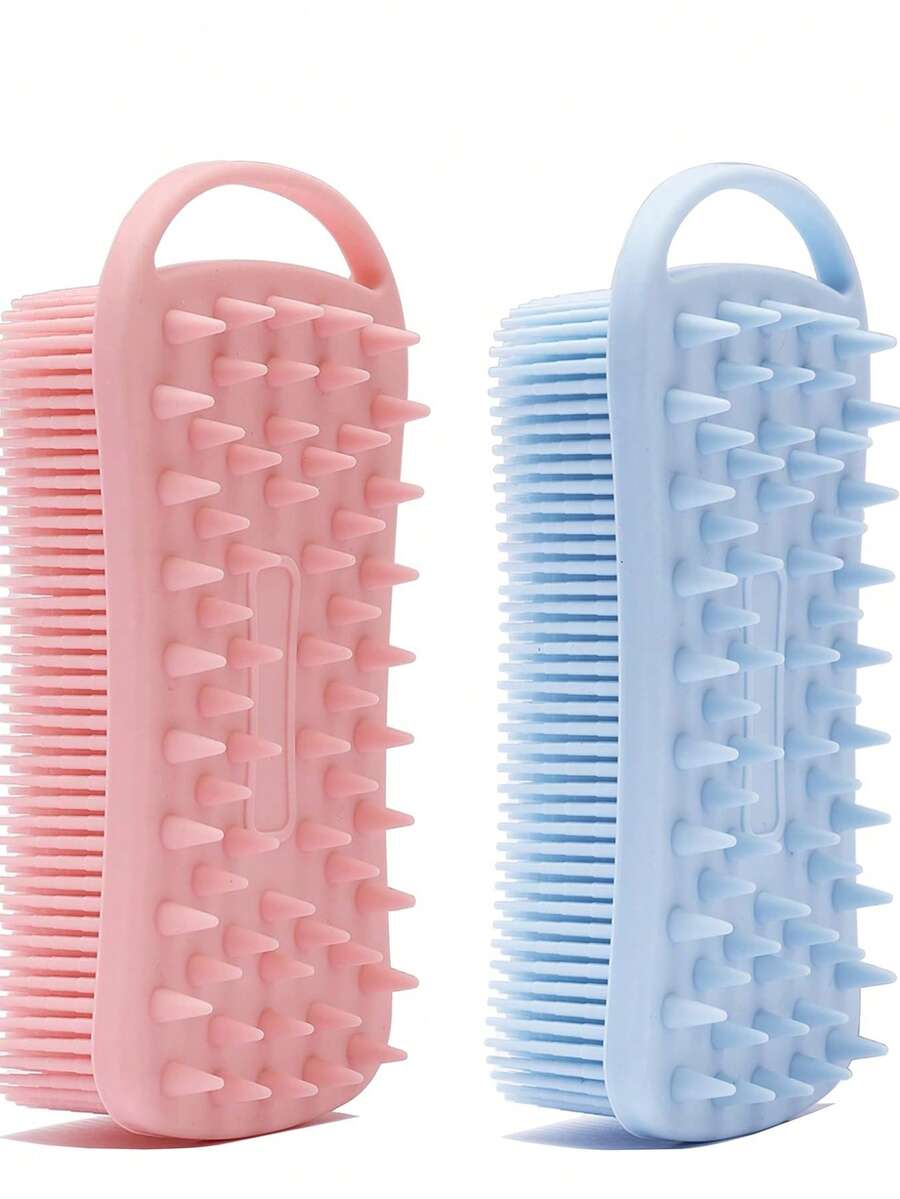 Solid Color Silicone Bath Brush, Suitable For Bathroom Skin Cleansing - Multicolor - View 1