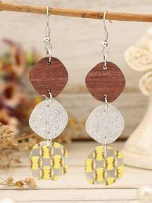 1 Pair Retro Asymmetrical Softball Earrings, 3-Layer Glitter Acrylic Eardrops, Sporty Baseball Fan Unique Earrings - Baseball - View 8