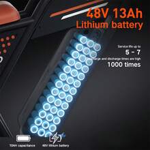749W Motor Electric Bike For Adults,, 48V13Ah Battery 80 Miles Range, 20MPH Speed, 20inch Off-Road Tire Ebike, F02 Mountain Electric Bike, 7-Speed Ebike, Commuter EBike, Dual Disc Brake For Snow, Valentine's Day Gifts, Bike For SPRING - Black - View 5