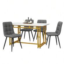 Dining Table & Chair Sets - Golden + MDF - View 4