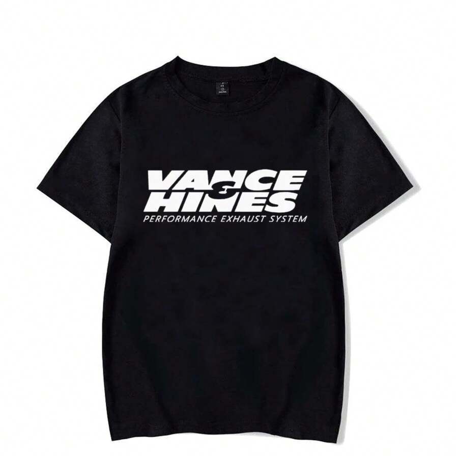 [New Products Arrive With Great Power]VANCE HINES Printed Fashion Man T-SHIRT Inspired Motorcycle Racing Exhaust Systems Male T Shirt Casual Loose Harajuku Soft TeeUnisex T-Shirts For Summer Outings - 黑色 - 查看 1