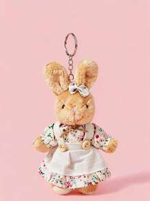POKOJA LAND 1PC Cute Wear Clothes Bear Plush Toy Cartoon Rabbit Pendant Soft Stuffed Doll Backpack Car Bag Key Ring Decor  Gift - Multicolor - View 1