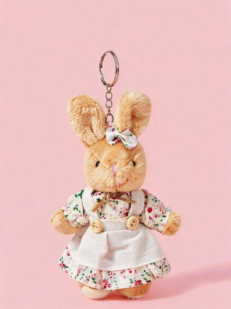 POKOJA LAND 1PC Cute Wear Clothes Bear Plush Toy Cartoon Rabbit Pendant Soft Stuffed Doll Backpack Car Bag Key Ring Decor Gift - Multicolor - View 1