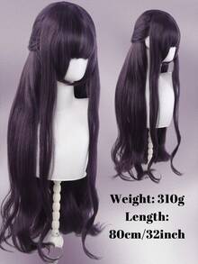 Cosplay Synthetic Wig 80cm Long Purple Gray Woman Hair Anime Heat Resistant Wigs - Multicolor - View 3