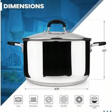 Stainless Steel Stockpot With Glass Strainer Lid, 6 Quart Stock Pot, Soup Saucepan Cookware, Side Spouts, Multipurpose, Induction Pan, (5-Ply Capsule Bottom, 6QT) - View 3