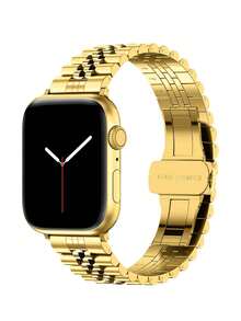 Huastonband 適用於 44mm 38mm 40mm 41mm 42mm 45mm 46mm 49mm，經典五幣設計金色不鏽鋼錶帶，易拆卸快拆設計不鏽鋼錶帶附拆卸工具，相容 配件，相容 錶帶 Series S11/S10/S9/S8/S7/S6/S5/S4/S3 SE Ultra，適合商務場合、派對、節日禮物，男女通用配件 - 金色 - 查看 5