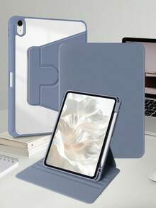 360°旋转亚克力高透明可折叠平板电脑保护套，适用于iPad Mini 6/Mini 7/Air/Air2/9.7/10.2/10.5/Air4/Air5/第十代/10.9/Pro11/Air11(M2)2025/Air13(M2)2024/Pro11(M4)2024/Pro13(M4)2024 12.9英寸/Air 13(M3 2025)/Air 11英寸(M3) 2025/(A16) 11英寸第十一代2025款，高透明亚克力后盖，多角度360°旋转支架，内置笔槽，软边全包覆式设计，简约/休闲/经典平板电脑保护套（不含平板电脑） - 燻衣紫 - 查看 6