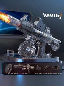 Cool LED Light M416 Electric Water Gun, High Pressure Powerful Squirt Gun, Realistic Recoil Simulation, Large Capacity Water Reservoir, Waterproof, Perfect For Summer Outdoor Beach Pool Backyard Water Fun - Multicolor - View 10