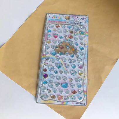 Cute Water Drop Embossed Stickers, Interesting Shiny Indented Decorative Stickers, 3D Stylish Japanese Anime Stickers, Solid Material, Exquisite Design, Self-Adhesive Waterproof Decorative Stickers With Texture Effect And Complete Decorative Atmosphere, Mixed Color Design, Asymmetric Shape, Waterproof Decorative Stickers