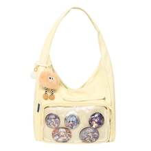 Portable Japanese Style Transparent Ita Bag For Women Large Capacity Canvas Tote Bag Casual PVC Lolita Handbag Daily - 黃色 - 查看 2