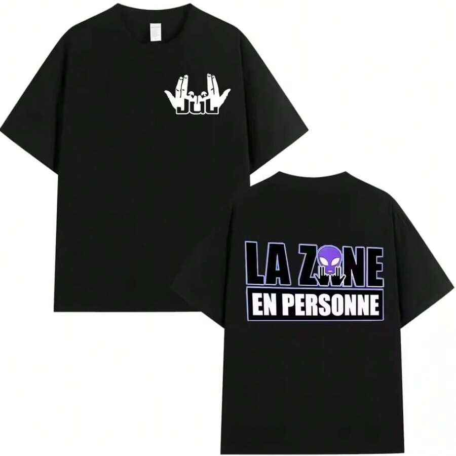2026: Jul Cotton Printed T-Shirt For Men And Women, Hip-Hop Fashion Clothing, Unisex Oversized Short-Sleeve T-Shirt (1).Jpg Printed T-Shirt - Made Of Pure Cotton, It Is Soft And Breathable, Suitable For Both Men And Women. It's A Casual Shirt Suitable For All Seasons And A Tren.Dy Souvenir. It's Suitable For Everyday Wear, Urban Fashion Enthusiasts, And Music Lovers. - 黑色 - 查看 1