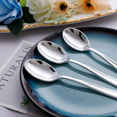 1 ملعقة سلطة قابلة لإعادة الاستخدام باللون الفضي، مناسبة للحفلات والأنشطة الخارجية وتجمعات العائلة والأعراس والمناسبات، أدوات تقديم الكيك والسلطة