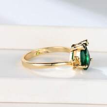 Vanel 1pc Elegant Gold Frog Shaped Ring For Women, Pear Cut Green Cubic Zirconia Animal Ring, Fashionable Statement Jewelry Suitable For Daily Wear And Parties - Golden Yellow-multicolor - View 4