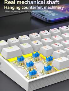 有线游戏键盘，FPS游戏键盘，68键热插拔，全新灯光设计，炫酷灯光效果，全键热插拔，轻巧便携 - 查看 4