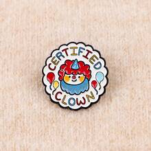 1枚认证小丑语录珐琅胸针，独特的翻领别针徽章，可别在背包和服装上。 - 白色 - 查看 10