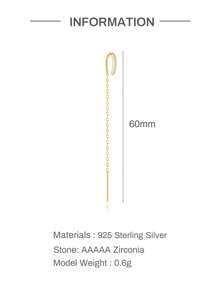925 Sterling Silver Women's Dangle Earrings, Exquisite Long Chain Dangle Earrings, Sparkling CZ Tassel Earrings, Suitable For Women, Gift, Party, Date, Wedding - Gold - View 8