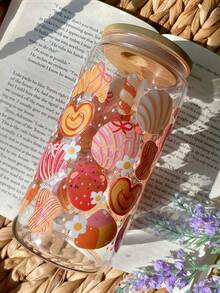 一套蝴蝶结树脂吸管杯，冰抹茶玻璃吸管杯，咖啡玻璃吸管杯，家用/办公果汁饮料吸管杯，厨房吸管水杯 - 少女蝴蝶结玻璃杯，可重复使用+便携+易于清洗 - 彩色 - 查看 5