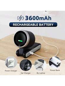 3600mAh Handheld Fan, USB Mini Portable Rechargeable Turbo Small Electric Fan, Desktop Small Cordless Fan, 5 Wind Speeds, Battery Powered, 3-In-1 Function, Air Turbine Cooling Technology, Suitable For Outdoor Activities, Travel And Work - Handheld - View 3